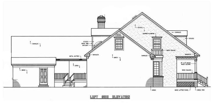 Left side elevation image of Banner Hall-3000 House Plan